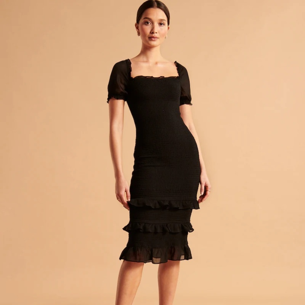 NWT Black Abercrombie Midi Dress - Size Extra Small